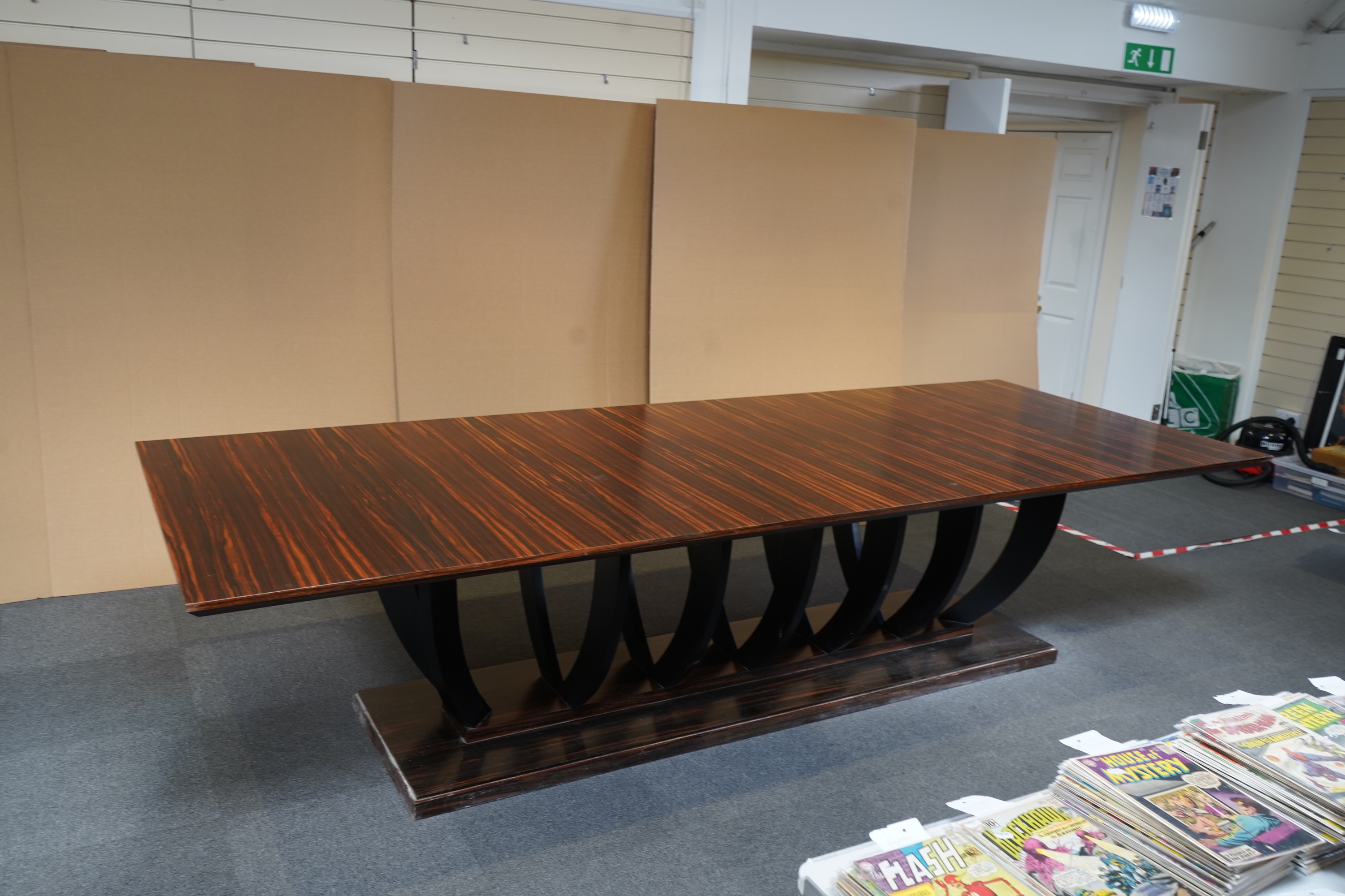 An Art Deco style macassar ebony boardroom/dining table